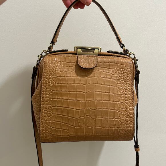 Patricia Nash Nela Croc Embossed Leather Satchel Biscuit Top Handle Crossbody - Picture 13 of 16